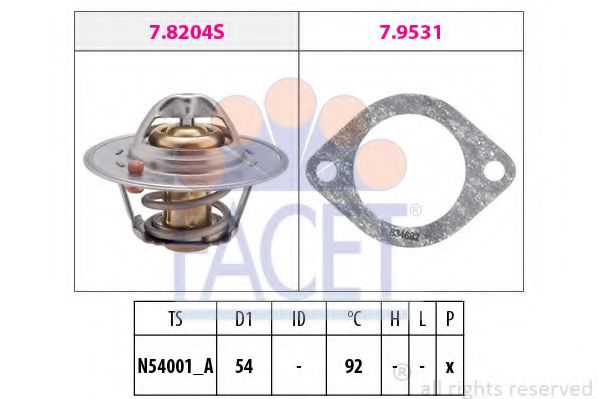 Termostat FORD ESCORT Mk VII (GAL, AAL, ABL) (1995 - 2002) FACET 7.8204