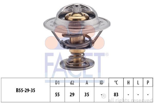 Termostat lichid racire 7 8323S FACET pentru CitroEn Bx CitroEn C15 CitroEn Zx Peugeot 205 Peugeot 405 Peugeot 306 CitroEn Xantia CitroEn Evasion CitroEn Synergie Peugeot 806 Fiat Ulysse Peugeot 406 CitroEn Dispatch CitroEn Jumpy Fiat Scudo Peugeot E