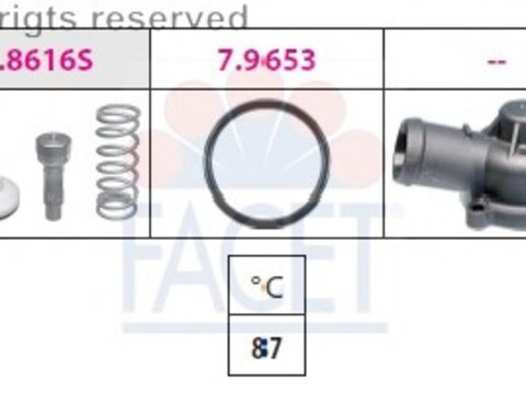 Termostat lichid racire 7 8617K FACET pentru Seat Ibiza Skoda Fabia Seat Cordoba Vw Touran Audi A3 Vw Golf Vw Rabbit Skoda Laura Skoda Octavia Vw Passat Vw Fox Vw Jetta Vw Vento Vw Eos Skoda Praktik Skoda Roomster Vw Polo