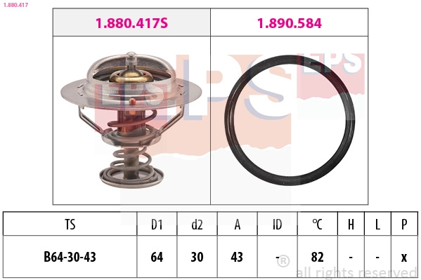 Termostat,lichid racire EPS 1.880.417 la masina VAUXHALL VECTRA Mk II (C) combi (Z02) 2003 2004 2005 2006 2007 2008