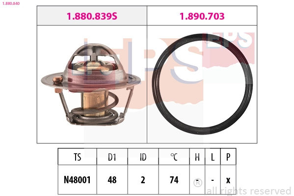 Termostat,lichid racire EPS 1.880.840 compatibil cu FORD FOCUS I caroserie inchisa/combi (DNW) 1999 2000 2001 2002 2003 2004 2005