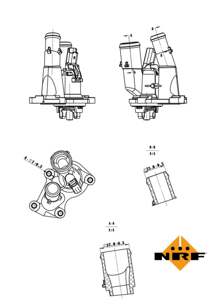 TERMOSTAT LICHID RACIRE ~ FORD FOCUS II Turnier (DA_, FFS, DS) 1.6 Ti 115cp 2004 2005 2006 2007 2008 2009 2010 2011 2012 ~ NRF 725048 ~ NRF