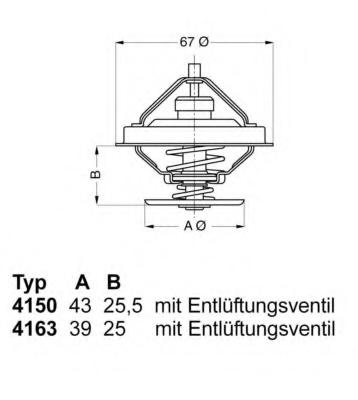 Termostat,lichid racire IVECO P/PA, IVECO TurboStar, IVECO EuroStar - WAHLER 4163.79D