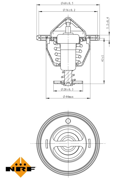 TERMOSTAT LICHID RACIRE ~ NISSAN INTERSTAR Bus (X70) dCi 140 136cp 2003 ~ NRF 725088 ~ NRF