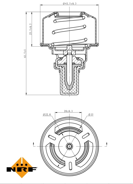 TERMOSTAT LICHID RACIRE ~ RENAULT 19 II Chamade (L53_) 1.4 60cp 1992 1993 1994 ~ NRF 725007 ~ NRF