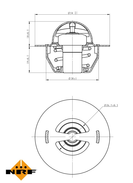 TERMOSTAT LICHID RACIRE ~ RENAULT Megane I Kombi van (KA_) 1.9 D (KA0R) 64cp 2000 ~ NRF 725129 ~ NRF