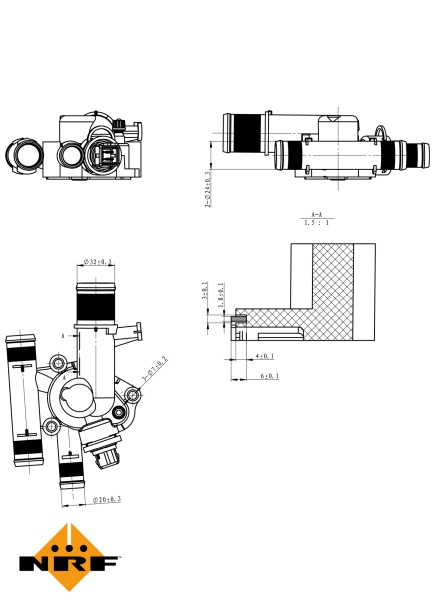 TERMOSTAT LICHID RACIRE ~ RENAULT MEGANE II Estate Van (KM_) 1.9 dCi (KM14) 131cp 2006 ~ NRF 725011 ~ NRF