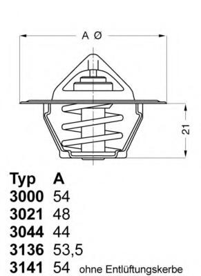 Termostat,lichid racire SEAT CORDOBA limuzina (6K1, 6K2), AUDI A4 limuzina (8D2, B5), AUDI A6 limuzina (4A, C4) - WAHLER 3141.87D