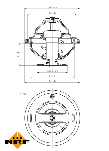 TERMOSTAT LICHID RACIRE ~ VW EOS (1F7, 1F8) 3.2 V6 250cp 2006 2007 2008 2009 ~ NRF 725063 ~ NRF