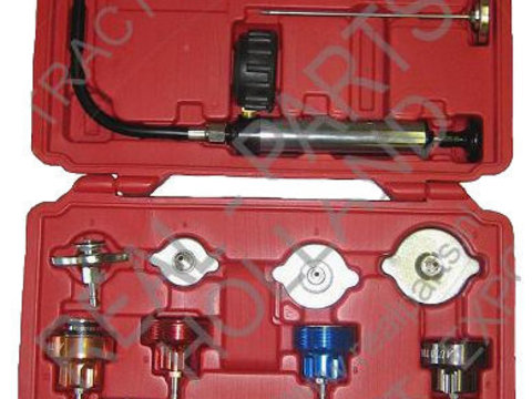 Tester presiune radiator racire motor, pompa cu manometru, termometru, adaptori radiator apa