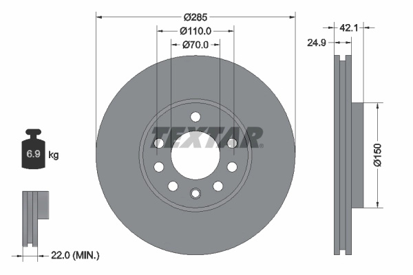 TEXTAR Disc frana 92118705 compatibil cu FIAT CROMA caroserie inchisa/combi (194_) 2006 2007 2008 2009 2010 2011