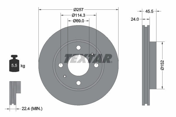 TEXTAR Disc frana 92130800 pentru HYUNDAI LANTRA II combi (J-2) 1995 1996 1997 1998 1999 2000