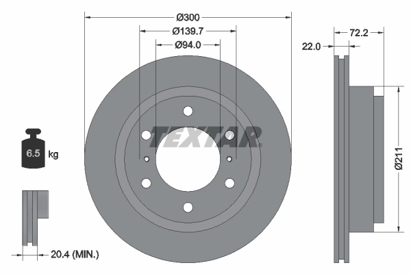 TEXTAR Disc frana 92135103 pentru masina MITSUBISH