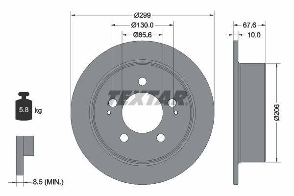 TEXTAR Disc frana 92198703 la SSANGYONG REXTON (Y400, Y450) 2020 2021 2022 2023 2024 2025