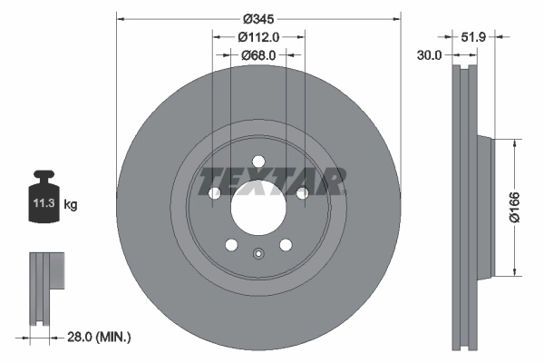 TEXTAR Disc frana 92229205 pentru masina AUDI A6 C