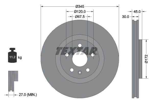 TEXTAR Disc frana 92314505 la OPEL INSIGNIA B Sports Tourer Combi Van (Z18) 2017 2018 2019 2020 2021 2022