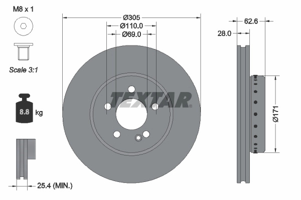 TEXTAR Disc frana 92343625 la masina MERCEDES-BENZ E-CLASS Cabriolet (A238) 2017 2018 2019 2020 2021 2022