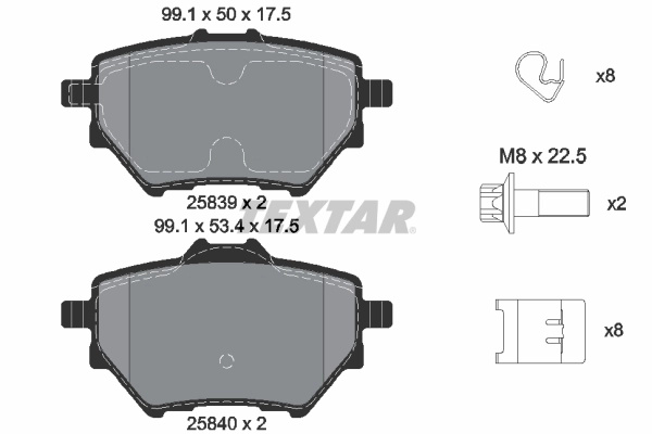 TEXTAR set placute frana,frana disc 2583901 pentru PEUGEOT PARTNER Autoutilitara/limuzina spatioasa (K9) 2018 2019 2020 2021 2022 2023 2024 2025