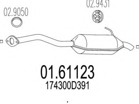 Toba esapament finala 01 61123 MTS pentru Toyota Auris Toyota Blade