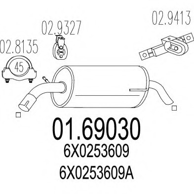 Toba esapament finala 01 69030 MTS pentru Seat Arosa Vw Lupo