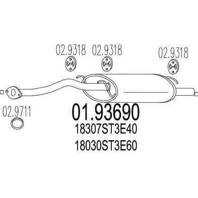 Toba esapament finala 01 93690 MTS pentru Honda Civic Rover 400