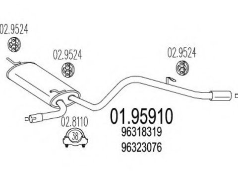 Toba esapament finala 01 95910 MTS pentru Daewoo Matiz