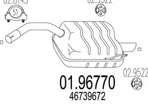 Toba esapament finala 01 96770 MTS pentru Alfa romeo 155 Alfa romeo 147