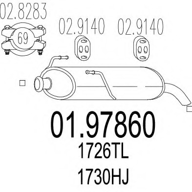 Toba esapament finala 01 97860 MTS pentru Peugeot 206 Peugeot 206