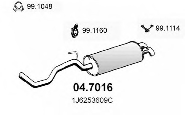 Toba esapament finala 04 7016 ASSO pentru Audi A3 Vw Golf Vw Beetle Vw New Vw Novo Seat Leon