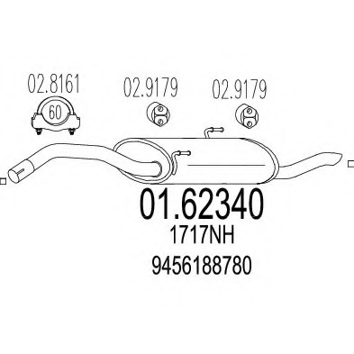 Toba esapament finala # CitroEn Jumpy 1998 1999 2000 2001 2002 2003 # 01 62340 # MTS
