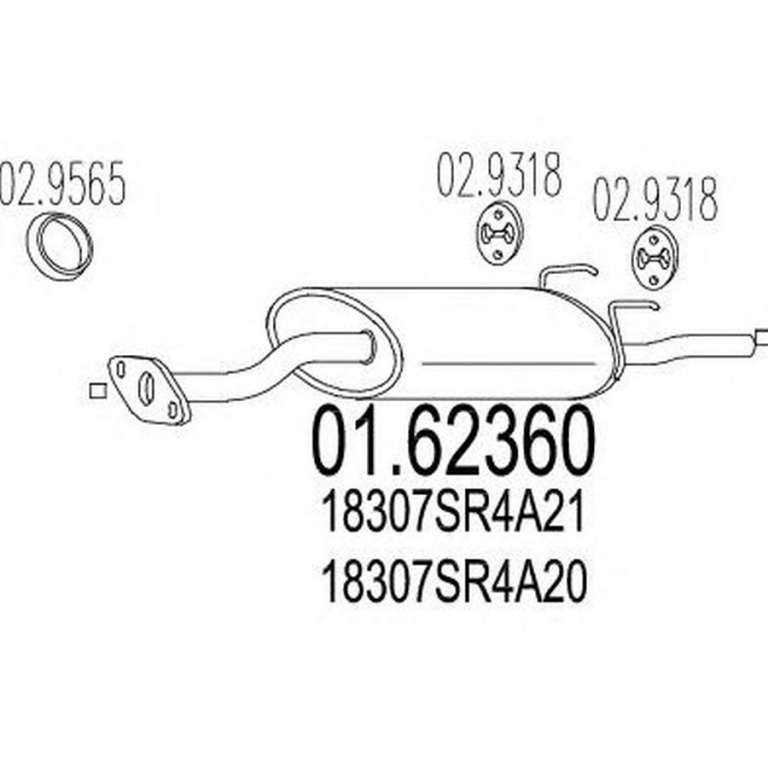 Toba esapament finala HONDA CIVIC V Hatchback EG MTS 1.6236