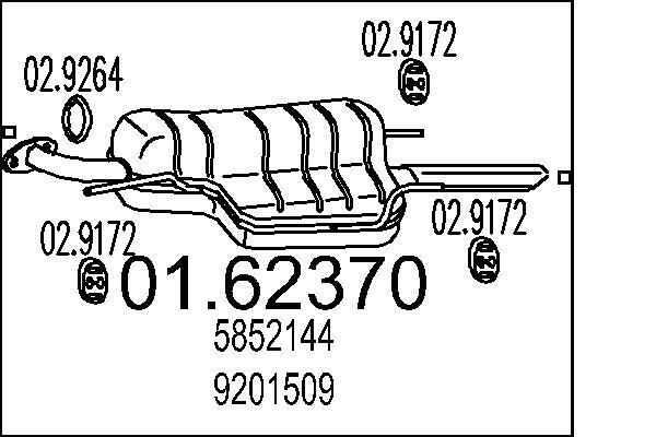 Toba esapament finala # Opel Astra 2000 # 01 62370 # MTS