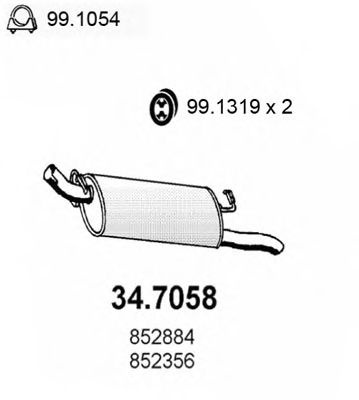Toba esapament finala OPEL VECTRA A hatchback (88_, 89_) (1988 - 1995) ASSO 34.7058