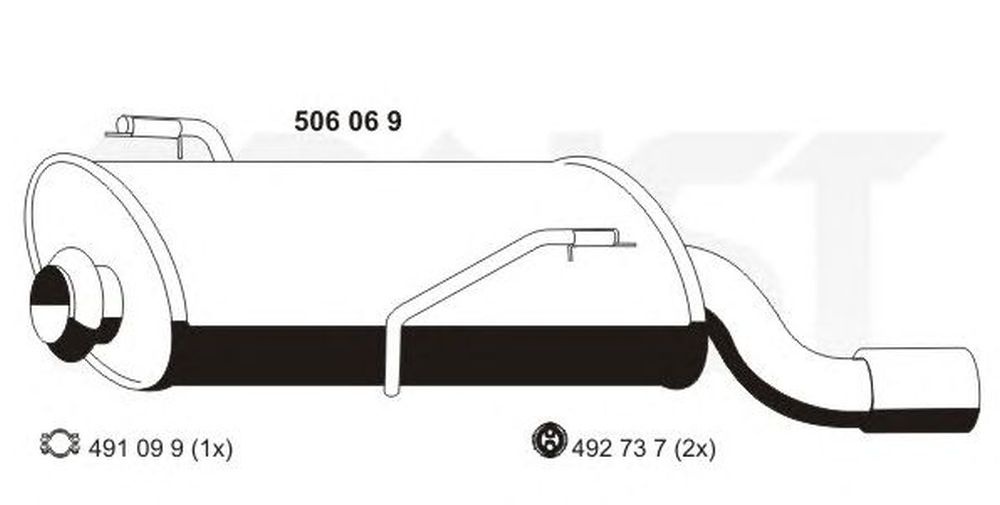 Toba esapament finala PEUGEOT 206 hatchback 2A C ERNST 506069