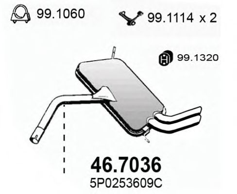 Toba esapament finala SEAT ALTEA (5P1) (2004 - 2016) ASSO 46.7036