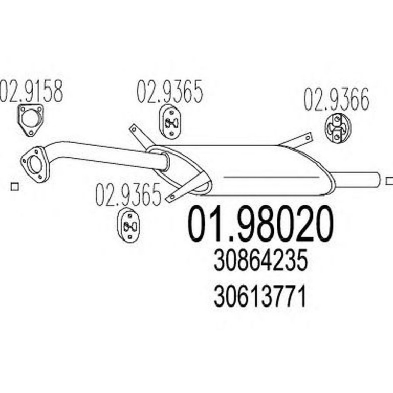 Toba esapament finala VOLVO V70 II SW MTS 1.9802