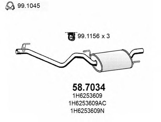 Toba esapament finala VW GOLF 3 Cabriolet (1E7) (1993 - 1998) ASSO 58.7034