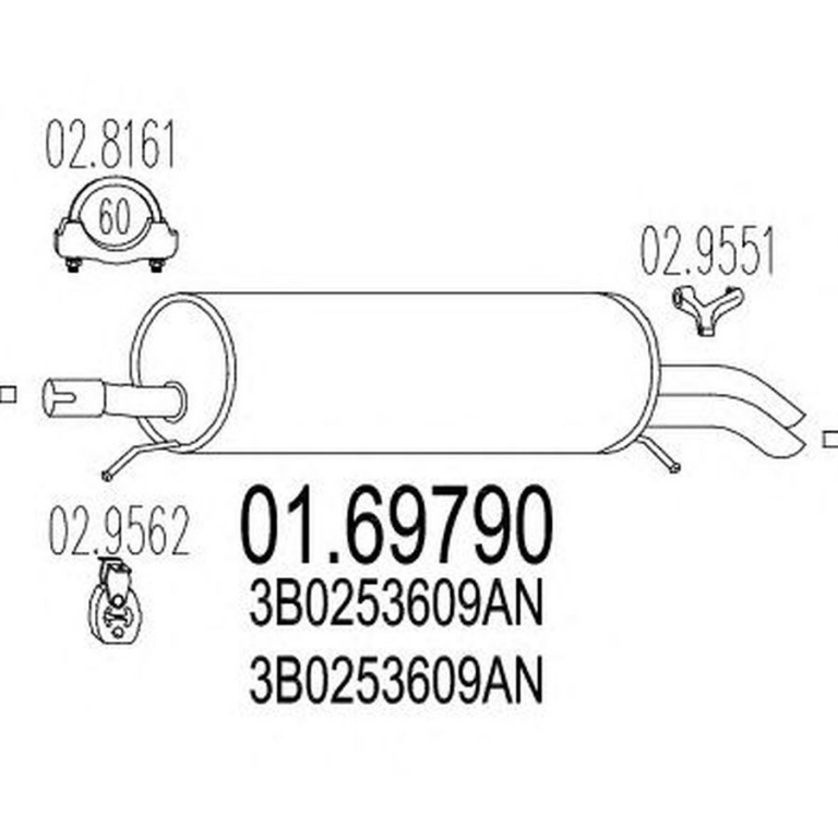 Toba esapament finala VW PASSAT 3B2 MTS 1.6979