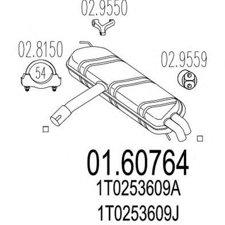 Toba esapament finala VW TOURAN 1T1 1T2 MTS 1.6076