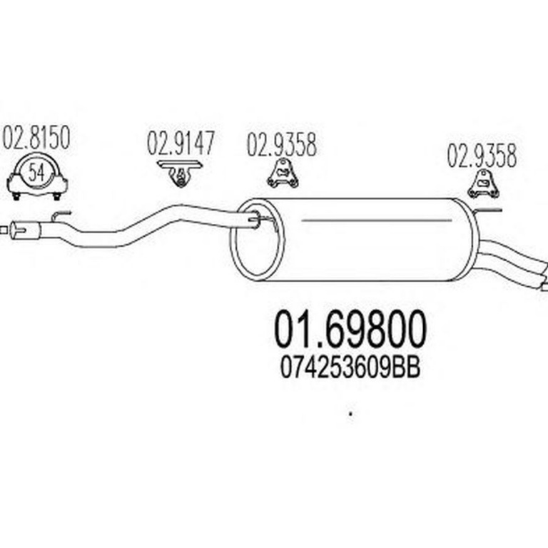 Toba esapament finala VW TRANSPORTER IV bus 70XB 70XC 7DB 7DW 7DK MTS 1.698