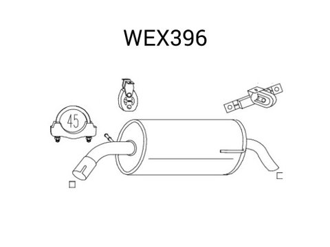 Toba esapament finala WEX396 QWP pentru Vw Golf Seat Arosa Vw Lupo