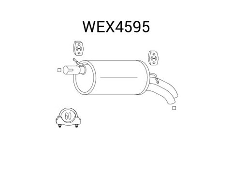 Toba esapament finala WEX4595 QWP pentru Vw Sharan Ford Galaxy Seat Alhambra Ford Focus