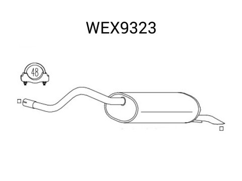 Toba esapament finala WEX9323 QWP pentru Renault Symbol Renault Thalia Mercedes-benz Vito