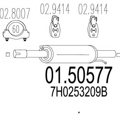 Toba esapament intermediara 01 50577 MTS pentru Vw Multivan Vw Transporter Vw Kombi Vw Eurovan