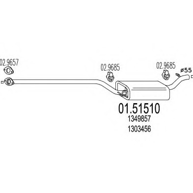 Toba esapament intermediara 01 51510 MTS pentru Volvo C30 Volvo S40 Ford Focus Ford C-max Mazda 3 Mazda Axela Volvo V50