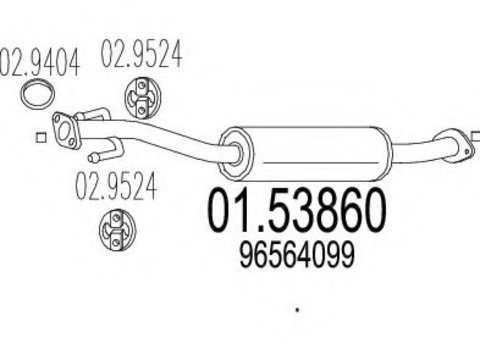 Toba esapament intermediara 01 53860 MTS pentru Daewoo Matiz