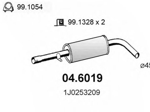 Toba esapament intermediara 04 6019 ASSO pentru Audi A3 Skoda Octavia Vw Golf Vw Bora Vw Jetta Seat Toledo Vw Beetle Vw New Vw Novo Seat Leon