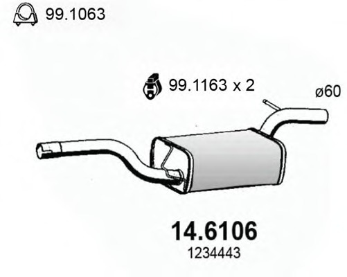 Toba esapament intermediara 14 6106 ASSO pentru Ford Focus Volvo S40 Volvo V50