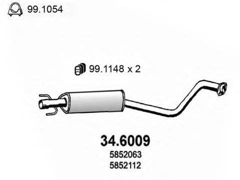 Toba esapament intermediara 34 6009 ASSO pentru Opel Astra 1998 1999 2000