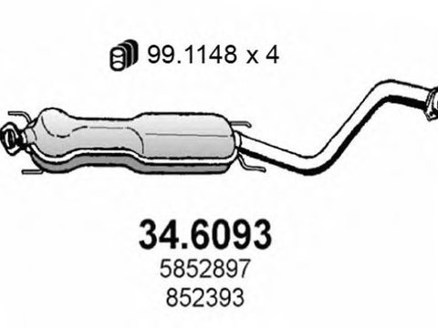 Toba esapament intermediara 34 6093 ASSO pentru Opel Vectra